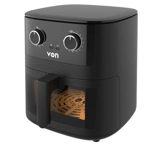 Von VAF065MCK 6.5L Manual Air Fryer – 1650W, Glass Viewing Window, Oil-Free Cooking