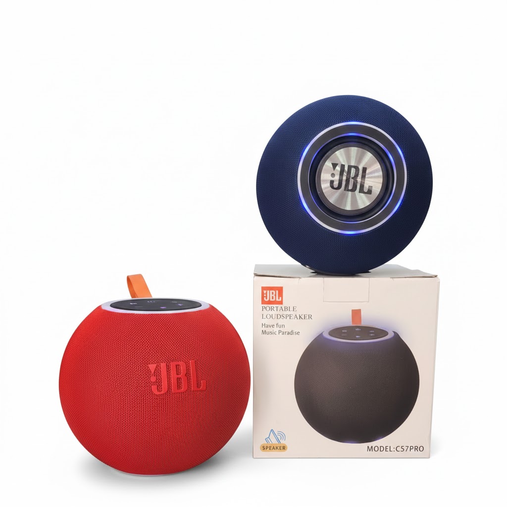 JBL C57PRO Portable Bluetooth Speaker – 100W Wireless LED Outdoor Bass Speaker with Spherical Fabric Design