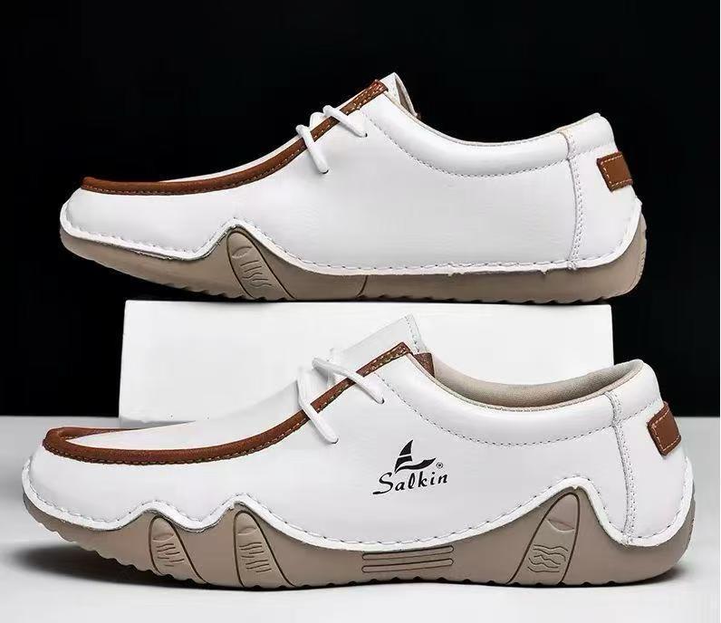 Salkin Men’s Classic Casual Loafers – Stylish Contrast Stitch Slip-On Shoes with Rubber Sole